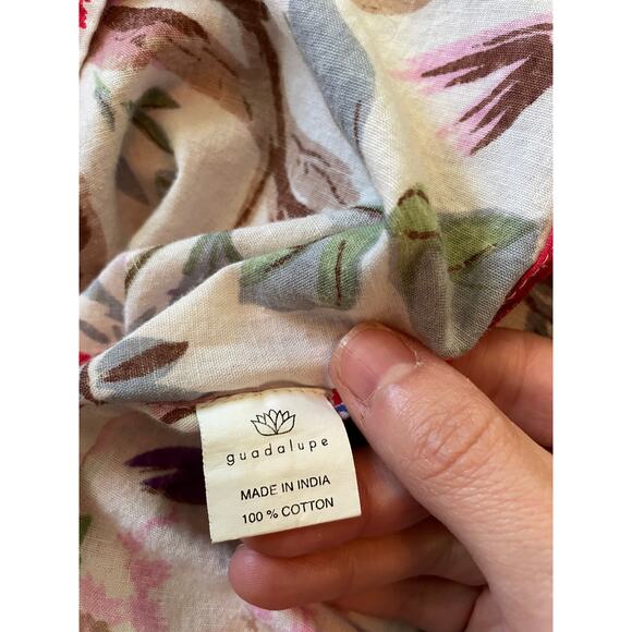 Guadalupe Women’s Maxi Dress Floral Bird Print Cotton Boho Peasant Off Shoulder - Picture 10 of 12